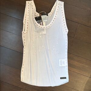 Parasuco White Sleeveless Tank with Sequin Accent